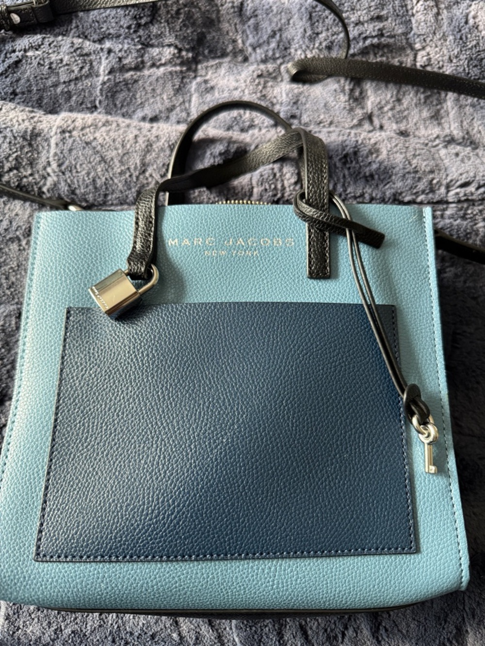 Marc Jacobs Two-Tone Teal and Navy Leather Tote